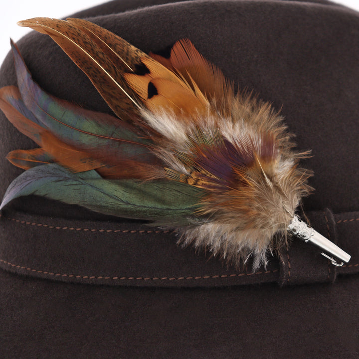 Whiteley Women's Wool Fedora With Feather in Truffle