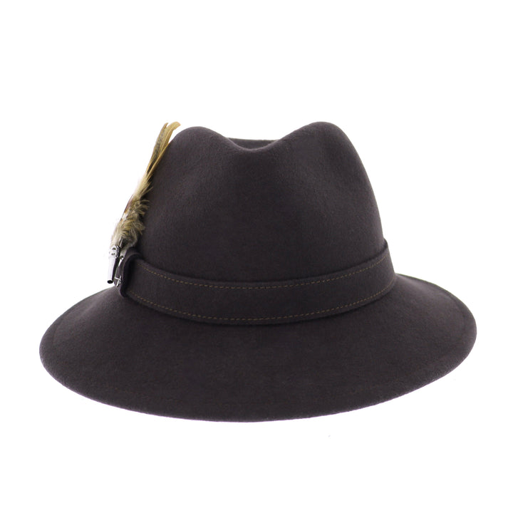 Whiteley Women's Wool Fedora With Feather in Truffle