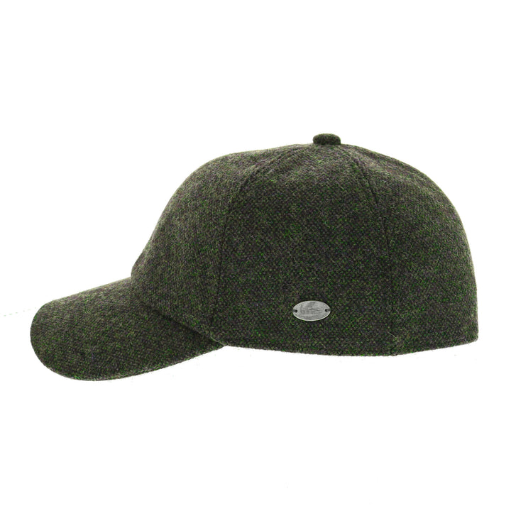 Woven Tweed Baseball Cap in Olive
