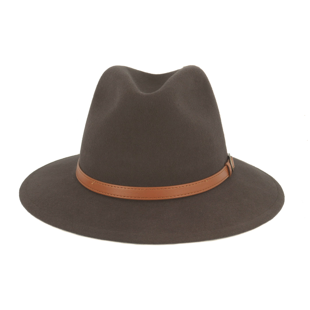 Soft Brown Wool Fedora With Tan Band