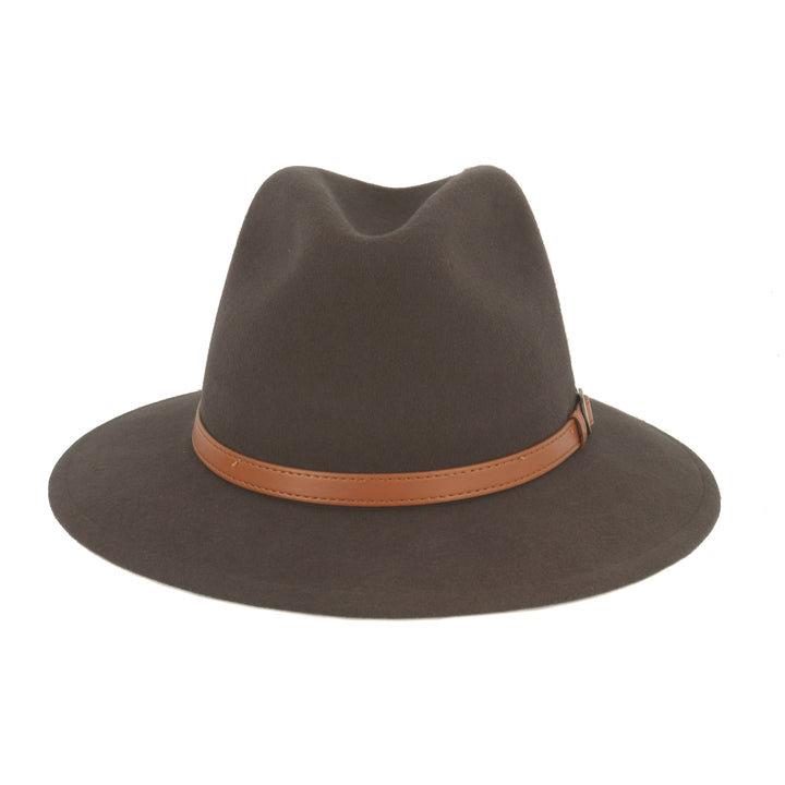Soft Brown Wool Fedora With Tan Band