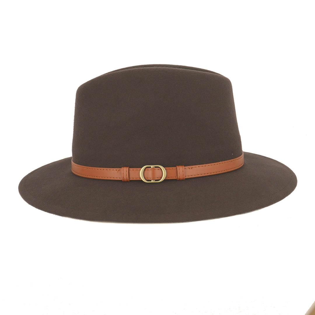 Soft Brown Wool Fedora With Tan Band