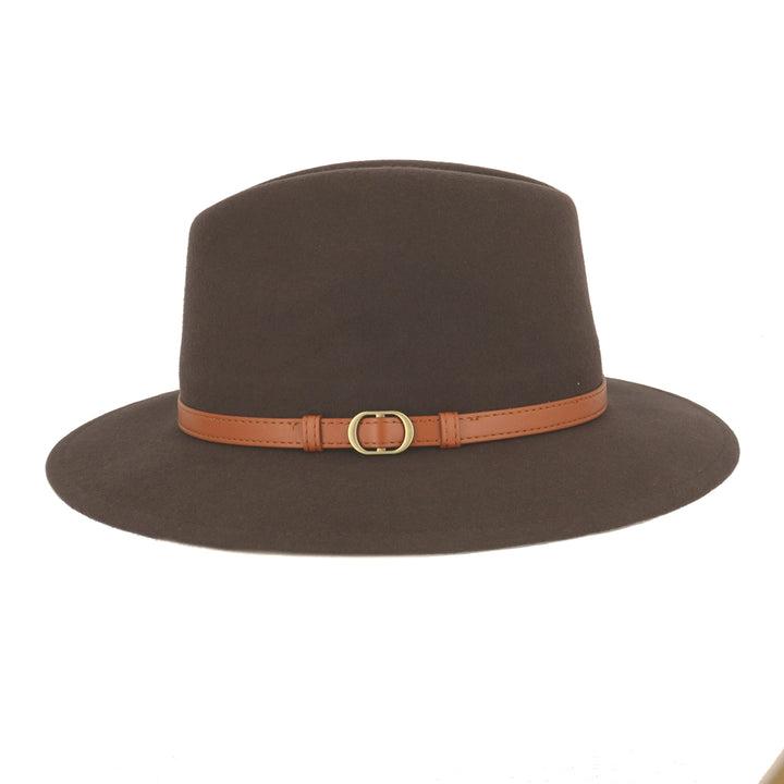 Soft Brown Wool Fedora With Tan Band