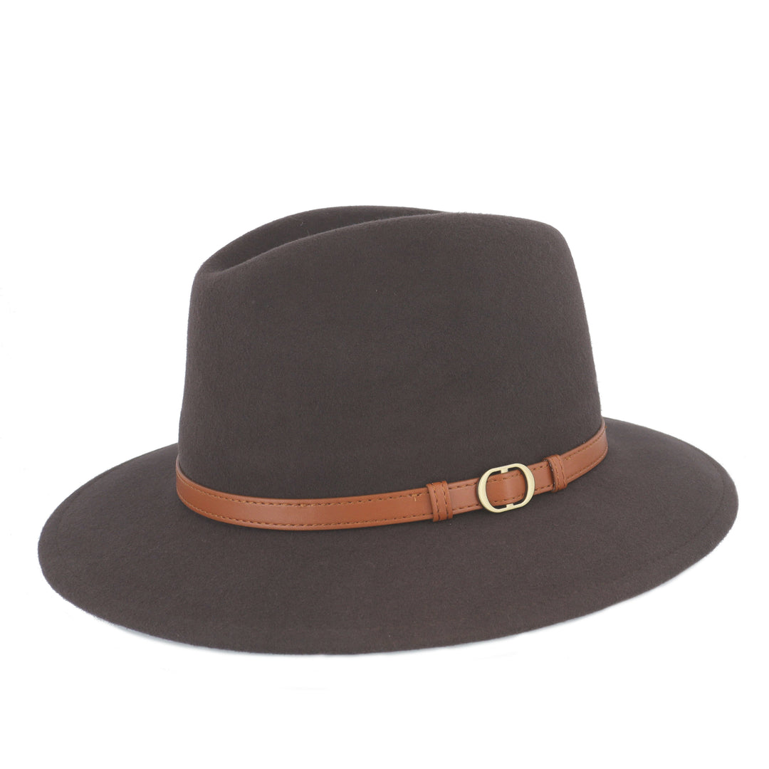 Soft Brown Wool Fedora With Tan Band