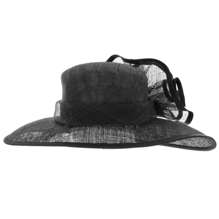 Black Wide Brim Wedding Hat 'Zahra'