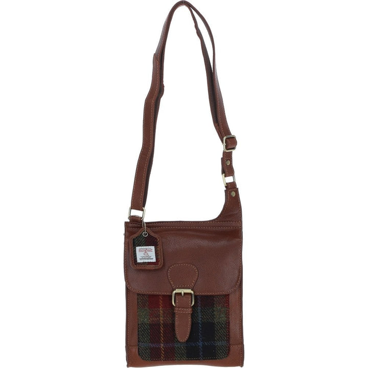 Leather & Harris Tweed Crossbody Handbag (Tan/Rust)