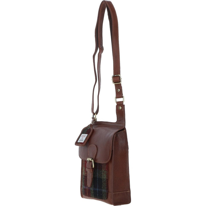 Leather & Harris Tweed Crossbody Handbag (Tan/Rust)