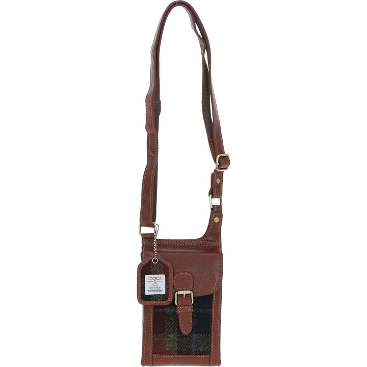 Leather & Harris Tweed Small Crossbody Handbag (Rust)
