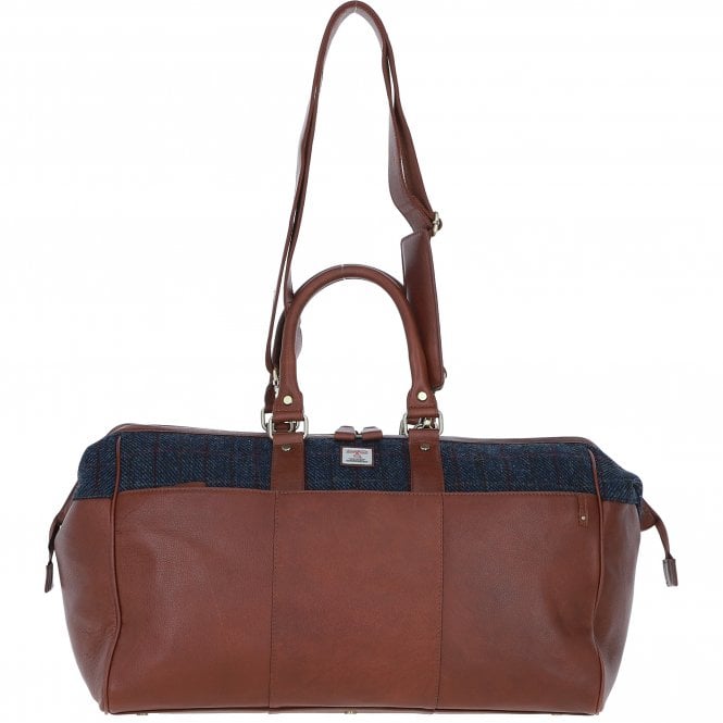 Leather & Harris Tweed Large Doctors Holdall (Navy)