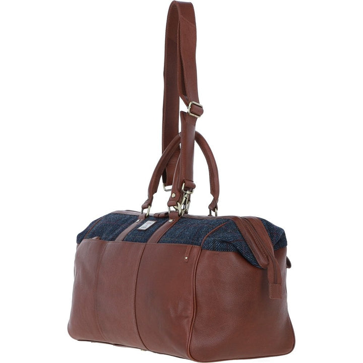 Leather & Harris Tweed Large Doctors Holdall (Navy)