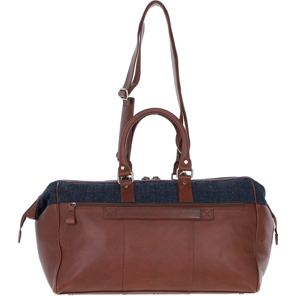 Leather & Harris Tweed Large Doctors Holdall (Navy)