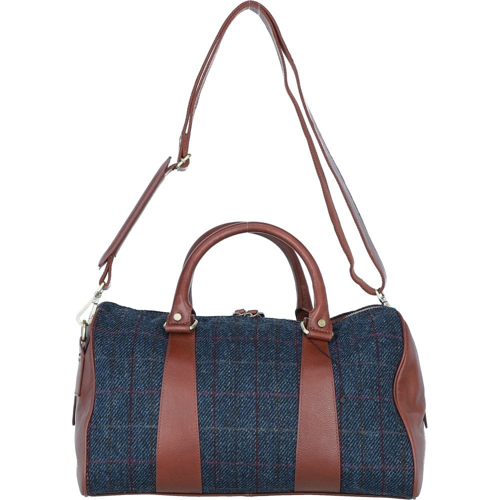 Leather & Harris Tweed Large Holdall (Navy)