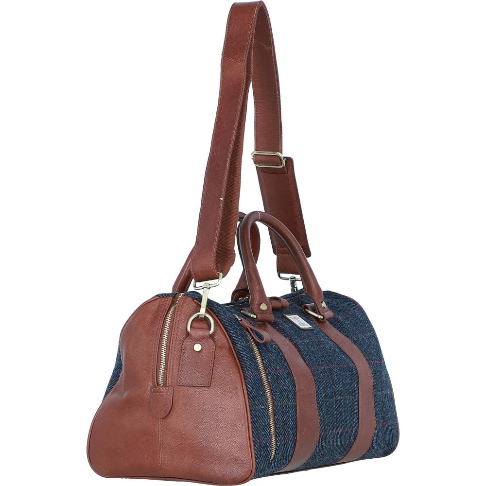 Leather & Harris Tweed Large Holdall (Navy)