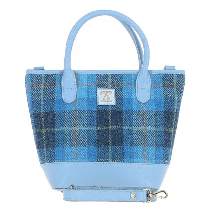 Leather & Harris Tweed Tote Handbag (Light Blue)