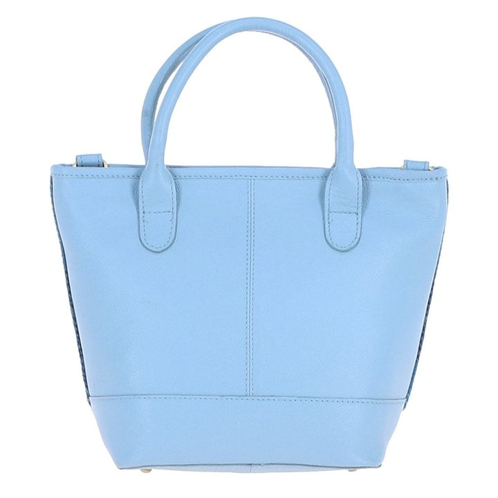 Leather & Harris Tweed Tote Handbag (Light Blue)