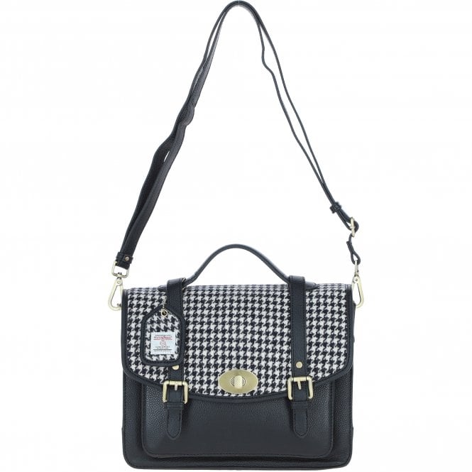 Leather & Harris Tweed Large Satchel (Houndstooth)