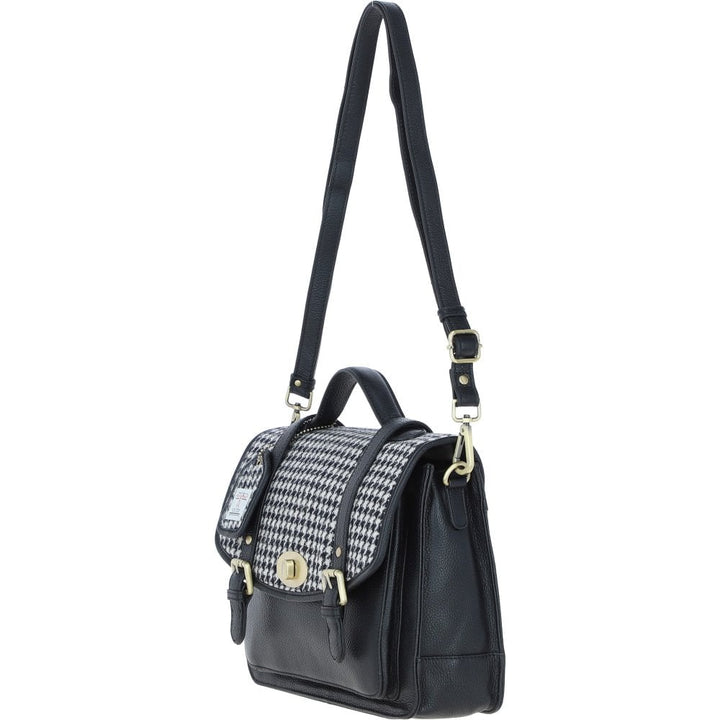 Leather & Harris Tweed Large Satchel (Houndstooth)