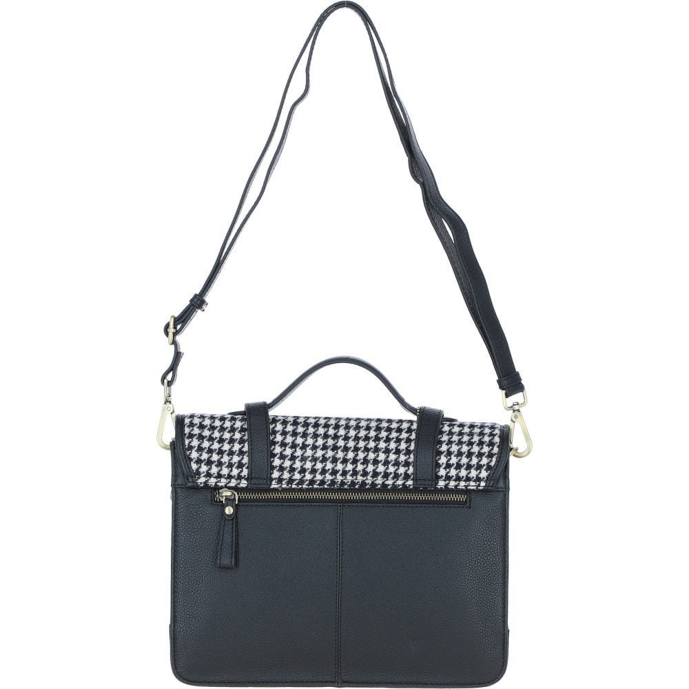 Leather & Harris Tweed Large Satchel (Houndstooth)