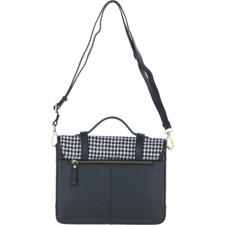 Leather & Harris Tweed Large Satchel (Houndstooth)