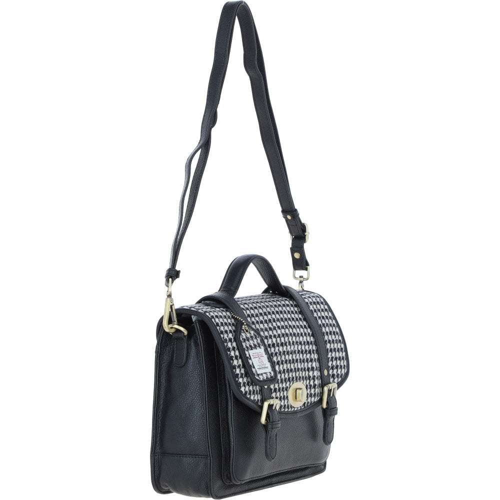 Leather & Harris Tweed Large Satchel (Houndstooth)