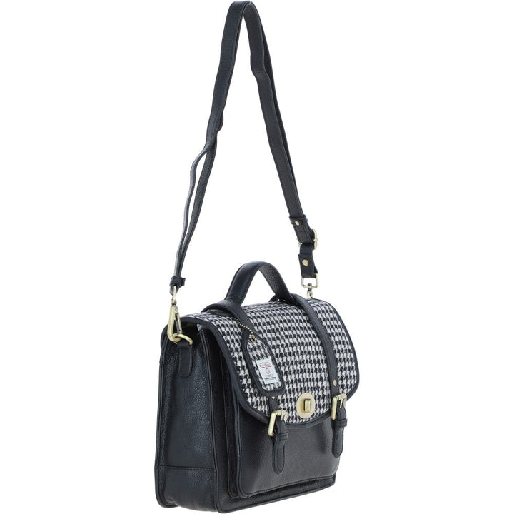 Leather & Harris Tweed Large Satchel (Houndstooth)