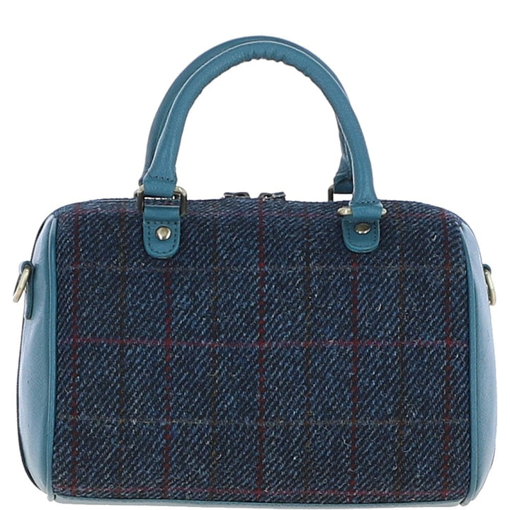 Leather & Harris Tweed Medium Barrel Bag (Teal)