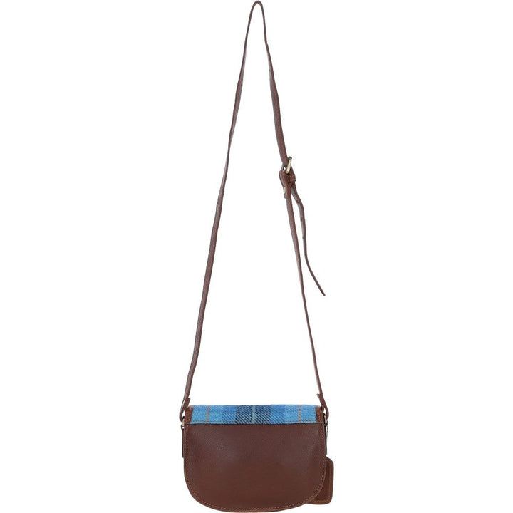 Leather & Harris Tweed Saddle Handbag (Brown/Blue)