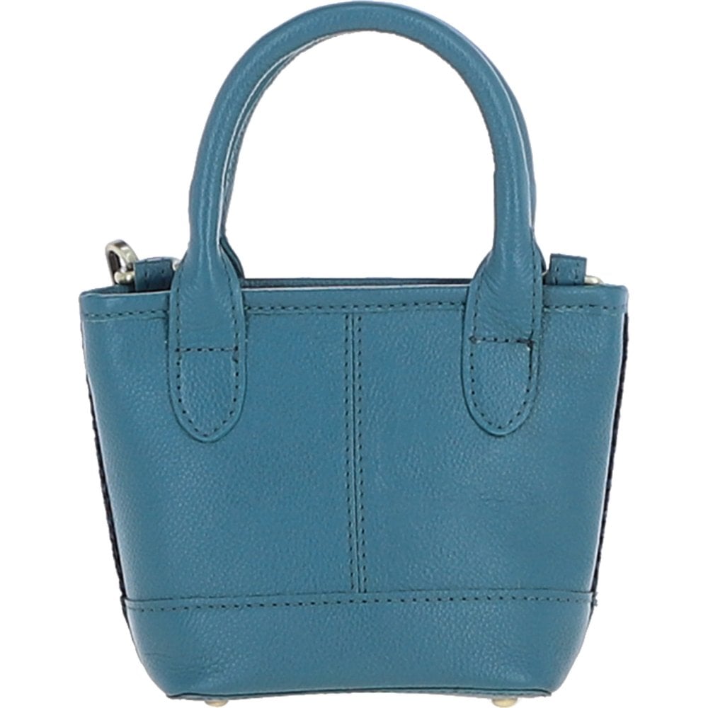Leather & Harris Tweed Small Tote Handbag (Teal)