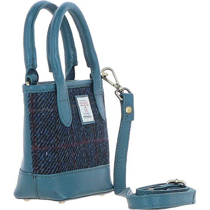 Leather & Harris Tweed Small Tote Handbag (Teal)