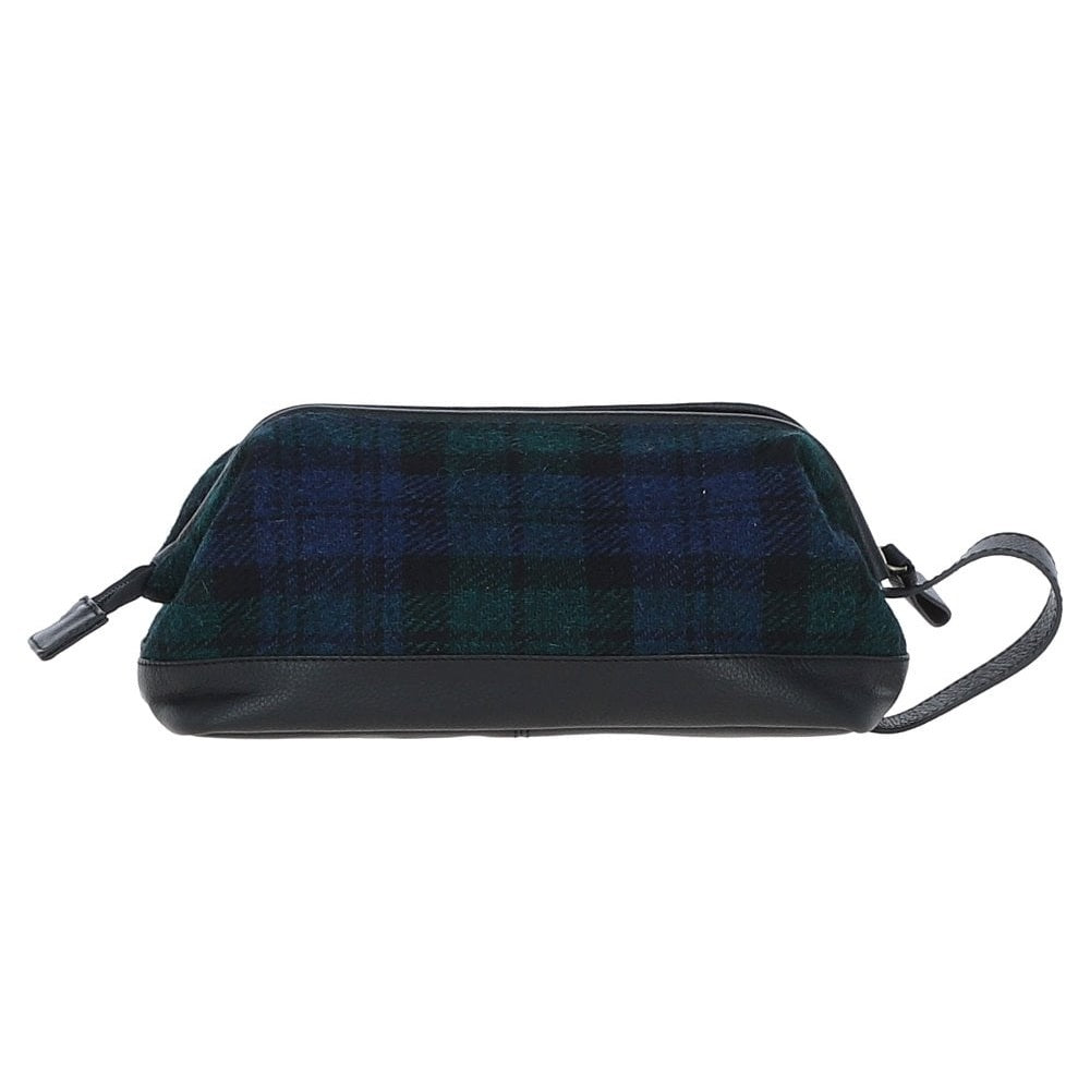 Leather & Harris Tweed Washbag (Black Watch)