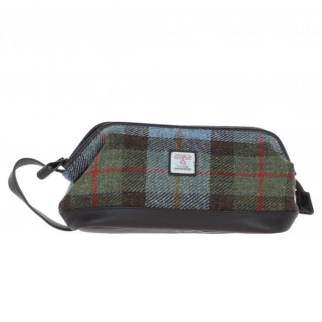 Leather & Harris Tweed Washbag (MacLeod Tartan)