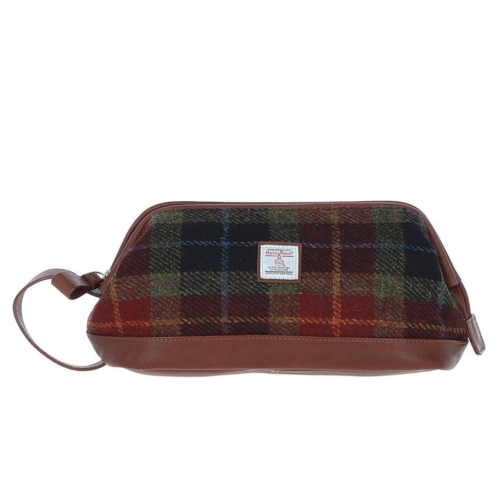 Leather & Harris Tweed Washbag (Tan/Rust)