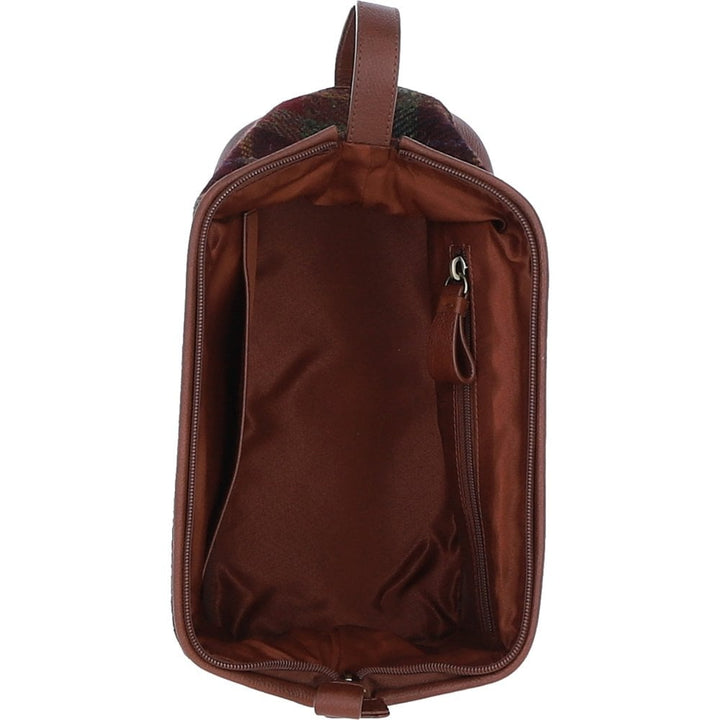 Leather & Harris Tweed Washbag (Tan/Rust)