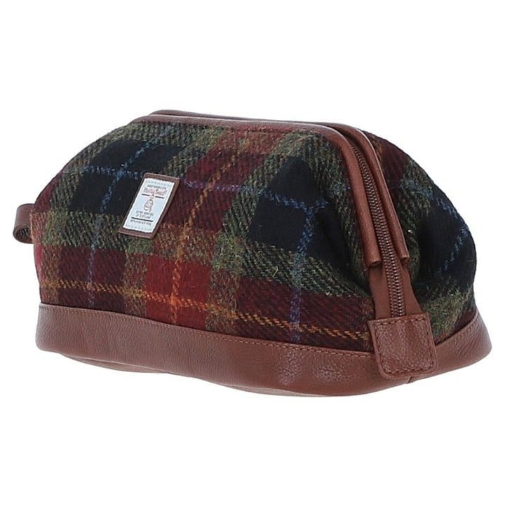 Leather & Harris Tweed Washbag (Tan/Rust)