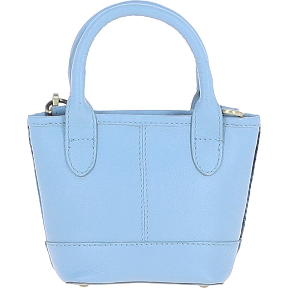 Leather & Harris Tweed Small Tote Handbag (Light Blue)