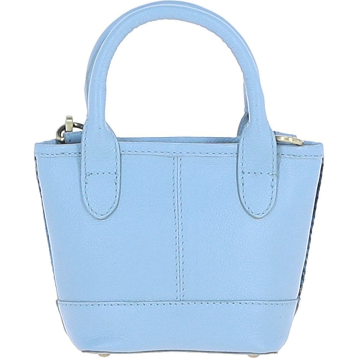 Leather & Harris Tweed Small Tote Handbag (Light Blue)