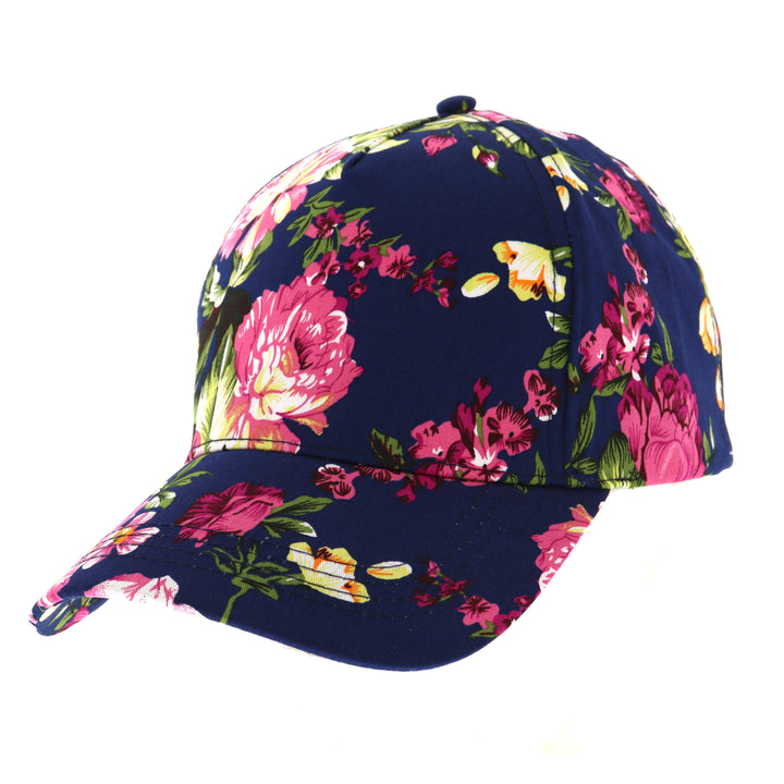 Ladies Navy Floral Adjustable Baseball Cap