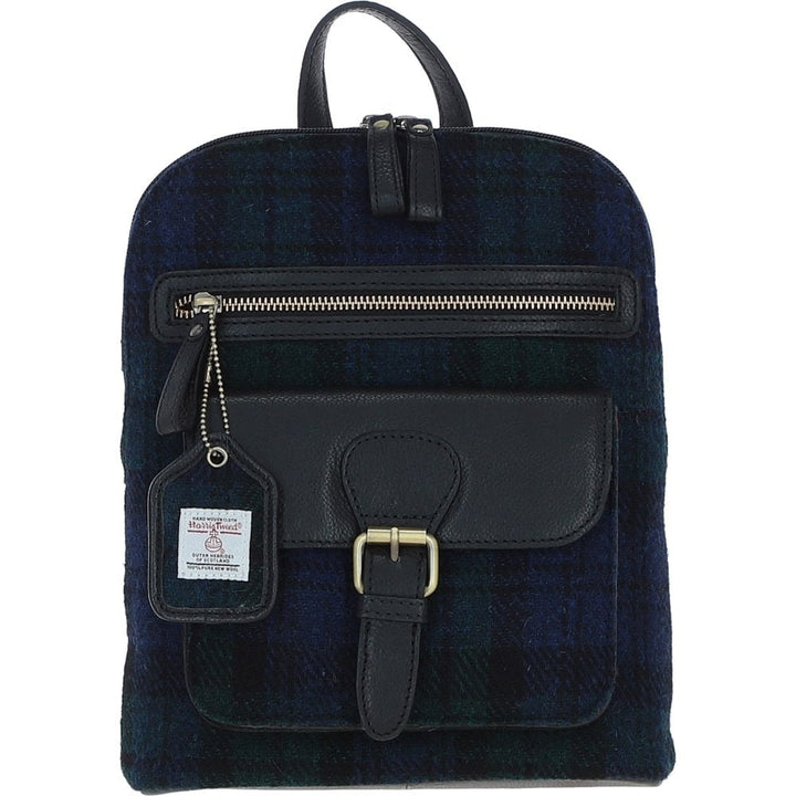 Leather & Harris Tweed Backpack (Black Watch)