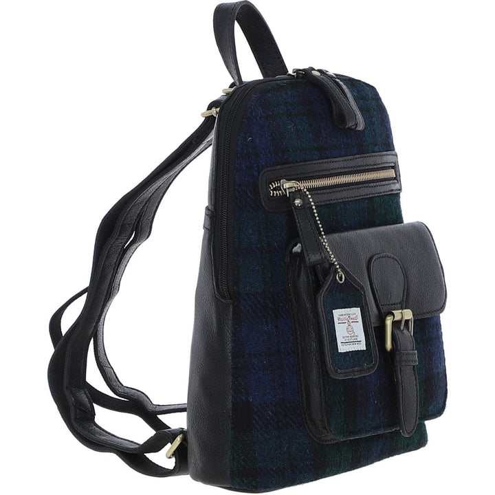 Leather & Harris Tweed Backpack (Black Watch)