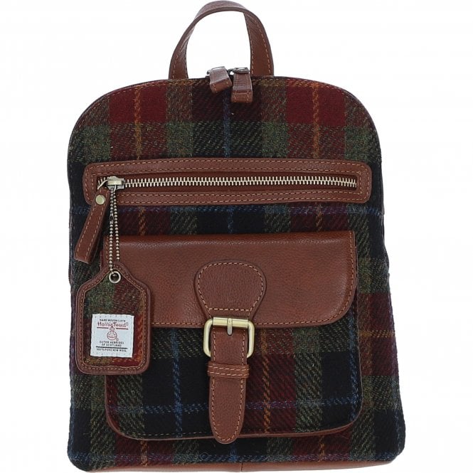 Leather & Harris Tweed Backpack (Tan/Rust)