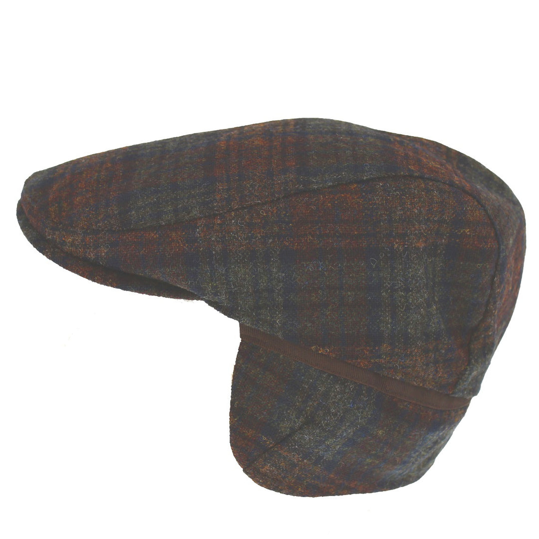 Failsworth Westerdale Earflap Checked Wool Cap Brown