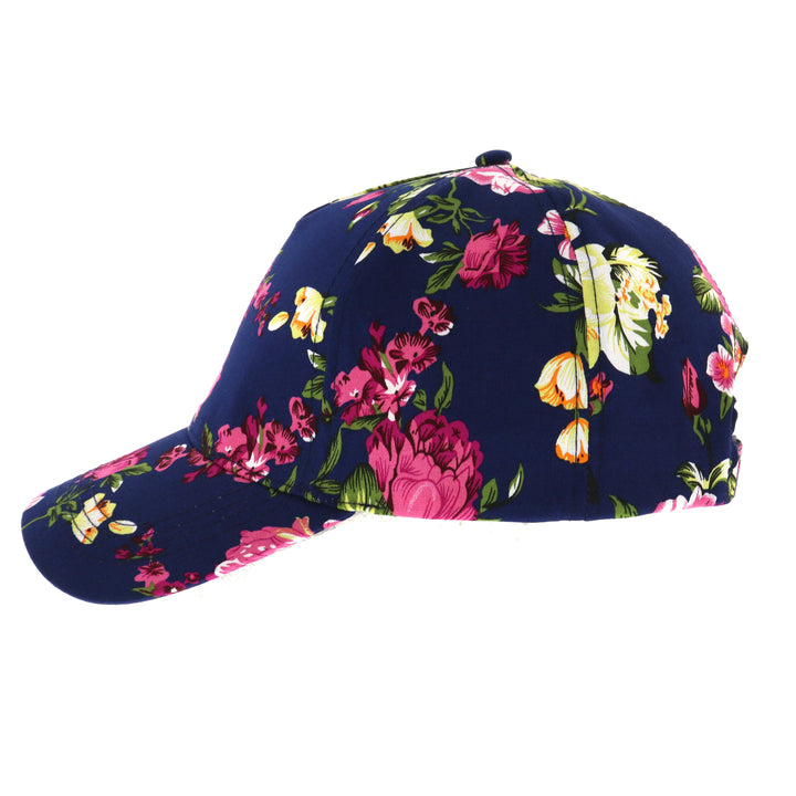 Ladies Navy Floral Adjustable Baseball Cap