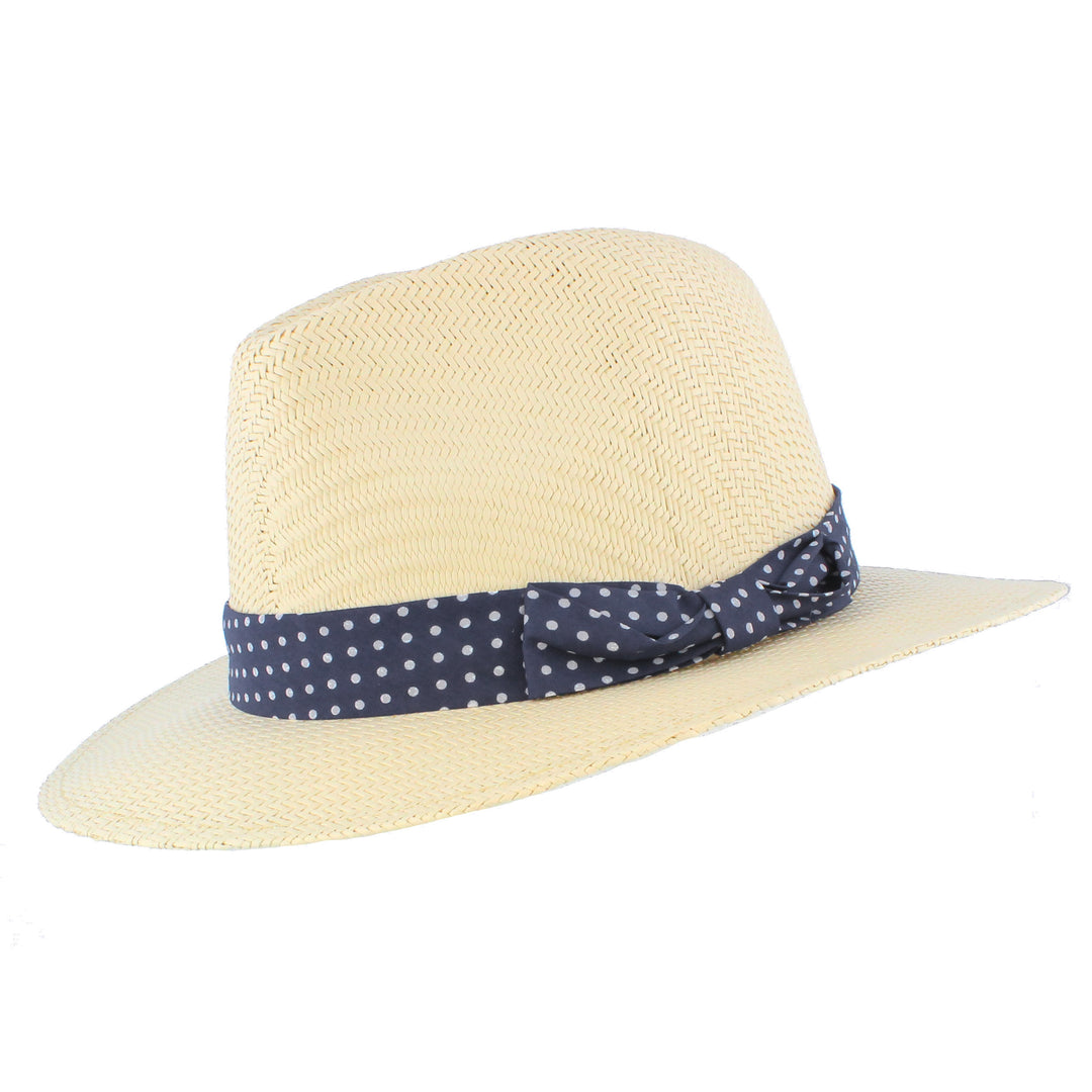 Ladies Summer Straw Sun Hat With Ribbon Band