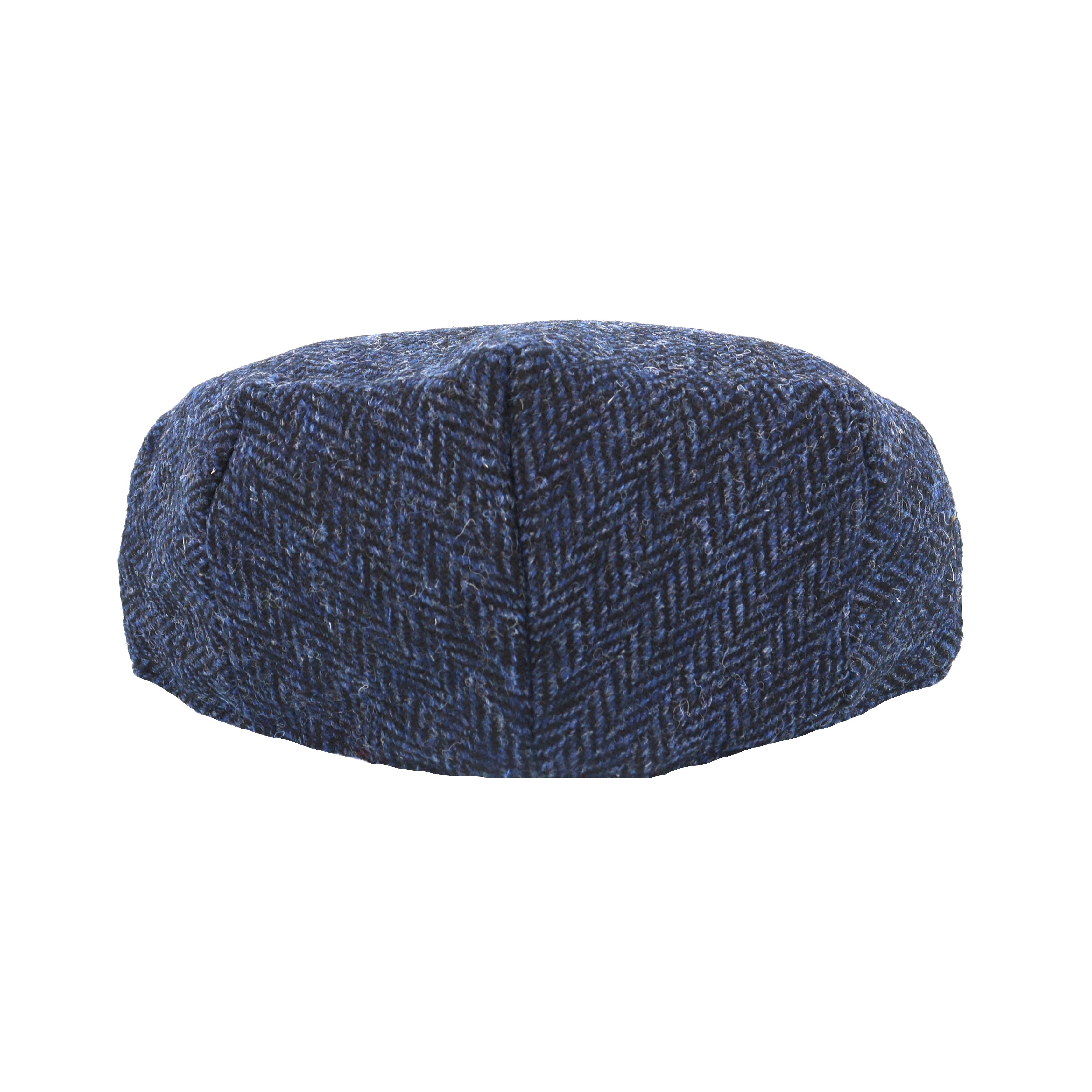 Glen Appin Harris Tweed Wool Country Flat Cap Blue Herringbone