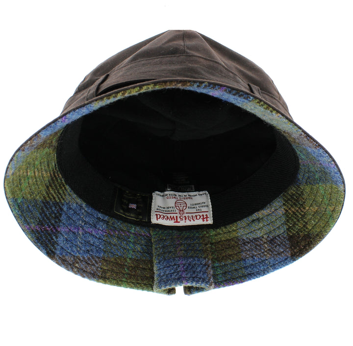 Ladies Wax Bucket Hat with Harris Tweed Brim