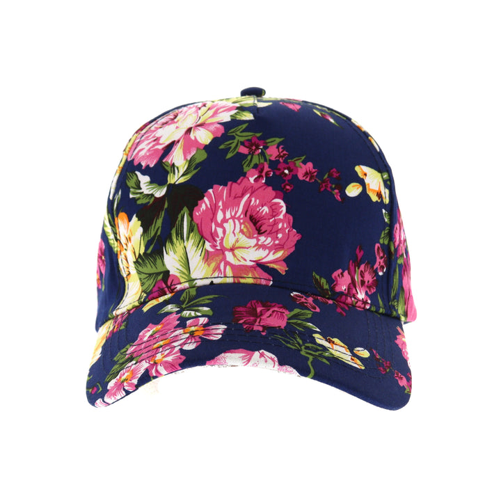 Ladies Navy Floral Adjustable Baseball Cap