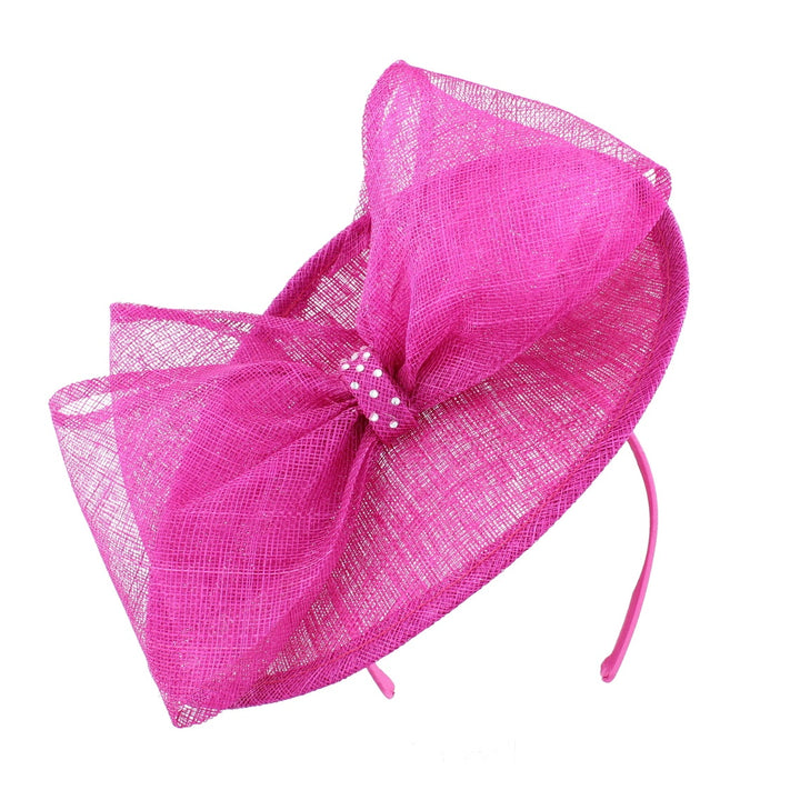 Fuchsia Pink Miley Angled Sinamay Disc Headband, from Elegance Boardmans