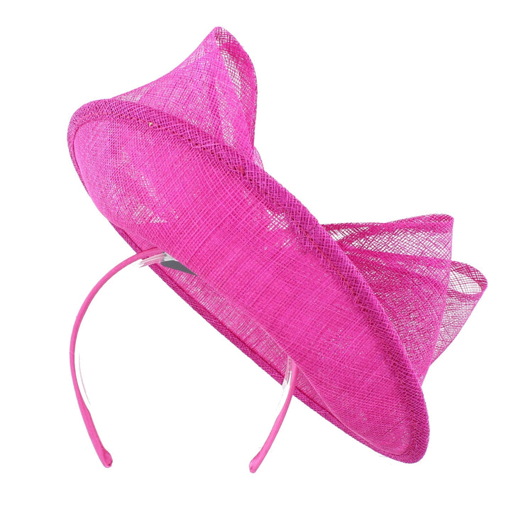 Fuchsia Pink Miley Angled Sinamay Disc Headband, from Elegance Boardmans