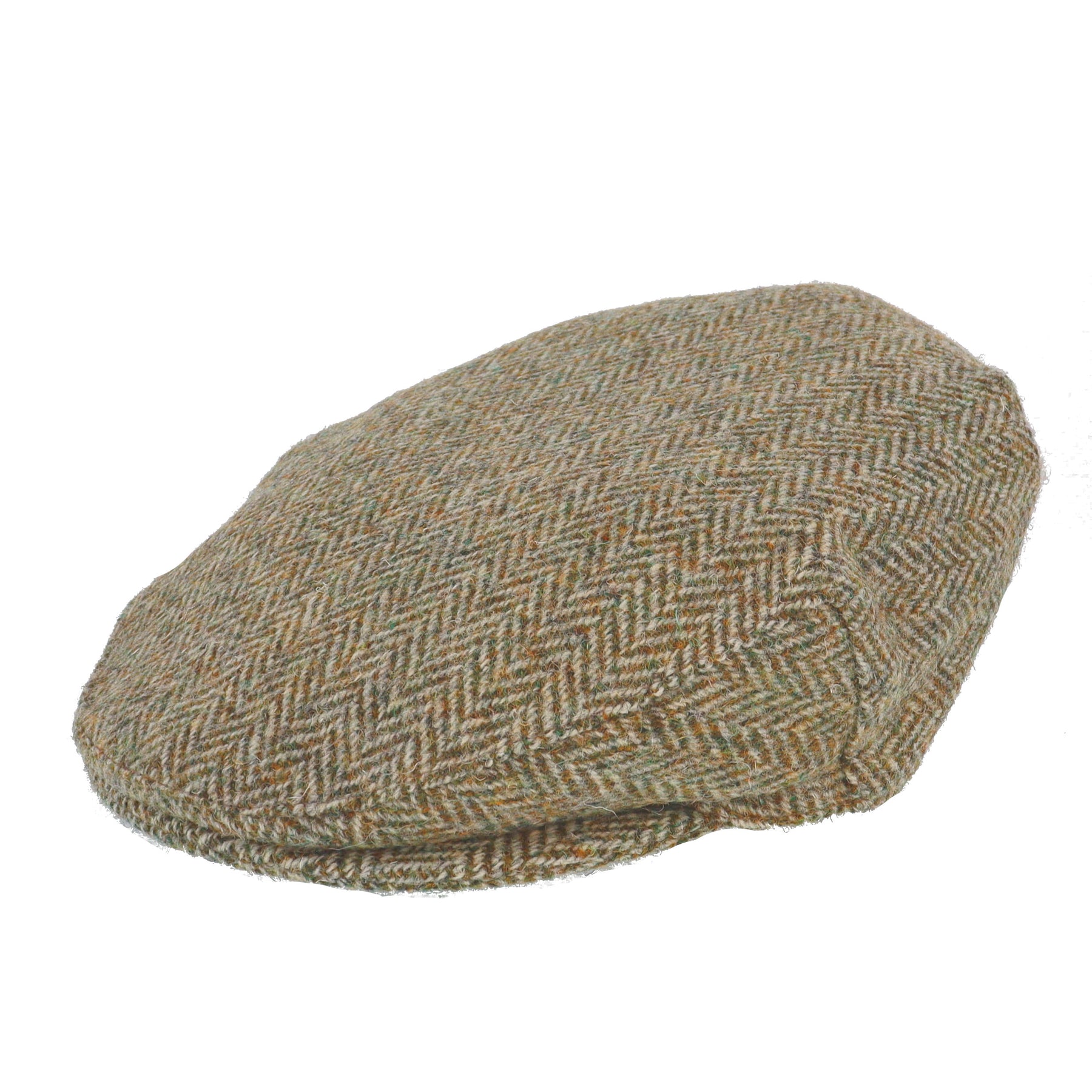 Glen Appin Harris Tweed Wool Country Flat Cap Light Green Herringbone ...