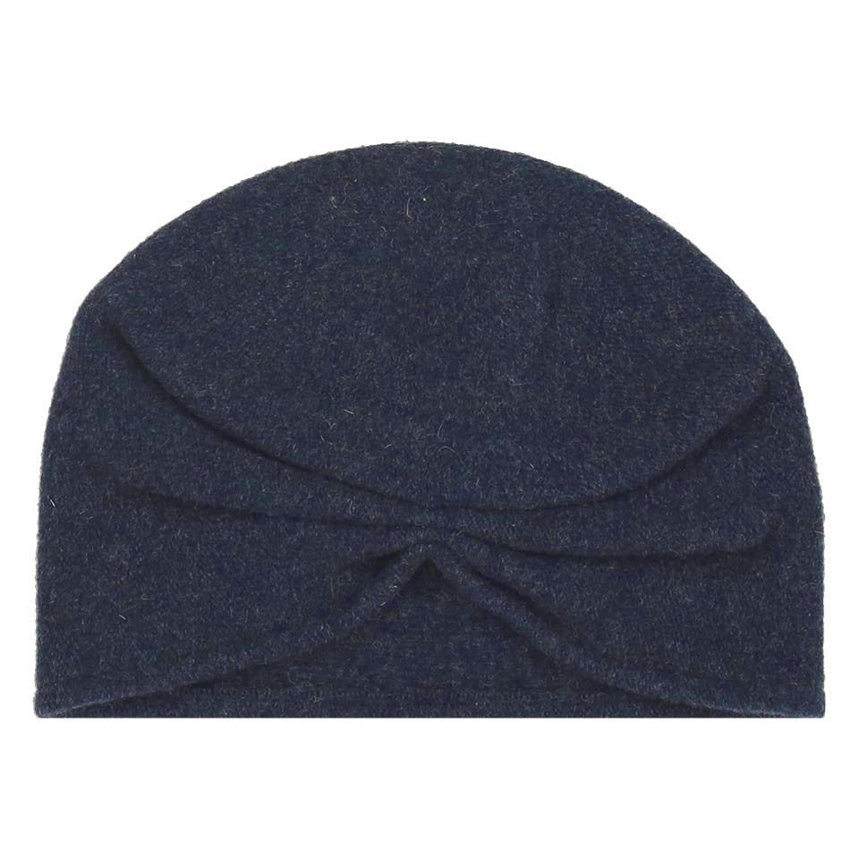 Loevenich Women's Wool Beanie With Gathered Back in Dark Denim